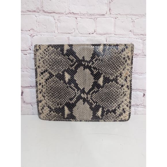 Michael Kors ipad Tablet Laptop Envelope clutch Snakeskin Print Black Tan 8 X 10 - Picture 6 of 11